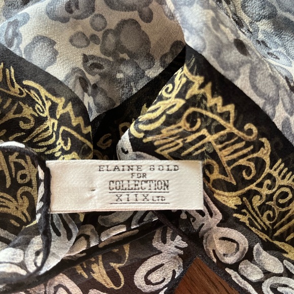Elaine Gold design, square bandana 100% silk scarf - Picture 4 of 5